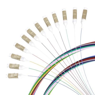 Купить Customized Lengths 12 Cores LC/APC Singlemode Fiber Optic Pigtail for FTTN Connection онлайн изготовление
