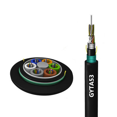 Купить HXCOWO 24 48 Core G652D GYTA53 Outdoor Armored Fiber Optic Cable SM Steel Tape онлайн изготовление